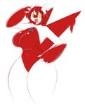  anthro averyshadydolphin belly big_breasts big_eyes breasts claws female hair latias legendary_pok&eacute;mon lewdtias long_ears navel nintendo open_mouth pok&eacute;mon red_hair red_skin smile solo symbol thick_thighs tongue video_games white_claws white_skin wide_hips yellow_eyes 