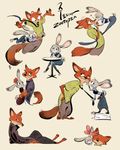  buckteeth canine clothing cute dancing disney duo female fox fur grey_fur judy_hopps lagomorph long_ears male mammal milsae nick_wilde orange_fur police_uniform purple_eyes rabbit sitting size_difference teeth uniform whispering zootopia 