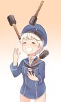  :3 :d ^_^ closed_eyes commentary_request dress explosive grenade hat ido_(teketeke) juggling kantai_collection open_mouth sailor_dress short_hair silver_hair smile solo stielhandgranate z1_leberecht_maass_(kantai_collection) 