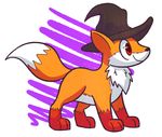  ambiguous_gender canine feral fox fur hat kurikia magic_user mammal orange_fur red_eyes simple_background solo 
