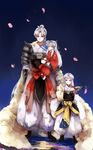  animal_ears armor brothers carrying dog_ears family father_and_son fur_trim high_ponytail highres inu_no_taishou inuyasha inuyasha_(character) j-rin multiple_boys pointy_ears sesshoumaru siblings standing younger 