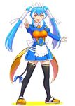  alternate_costume blade_liger blue_hair breasts enmaided fangs long_hair maid medium_breasts multicolored_hair personification ribbon solo tail twintails ueyama_michirou white_hair yellow_eyes zoids 
