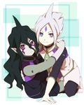  black_hair gandaresu_baran inazuma_eleven_go_galaxy long_hair looking_at_viewer multiple_boys pointy_ears purple_eyes ryugeru_baran sekina smile white_hair 