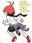  2016 brown_hair happy_new_year highres kill_me_baby long_hair nengajou new_year red_hair school_uniform solo syumo unused_character 
