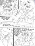  2016 alphys anthro breasts clothing collar comic eyewear female female/female fish glasses hi_res kissing lizard marine monochrome pussy reptile scalie simple_background undertaild undertale undyne video_games 