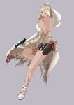  absurdres blue_eyes breasts cleavage dirty dress earrings explosive grenade gun high_heels highres jewelry magazine_(weapon) medium_breasts nina_williams non-web_source open_mouth perfecti_(artist) red_lips solo tekken tekken_7 weapon wedding_dress white_hair 