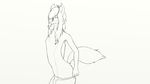  anthro bulge canine clothing fox girly hair line_art long_hair male mammal nipples panties simple_background solo standing tidbit_(character) tribit_foxwell_(artist) underwear white_background 