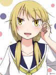  blonde_hair hair_tucking ichii_yui long_hair school_uniform school_uniform_(yuyushiki) serafuku solo twintails usui_ryuusan yellow_eyes yuyushiki 