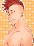  bald bazz-b bleach earrings green_eyes jewelry male_focus natsu_kaze nipples red_hair shirtless solo 