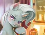  2016 blush cup curtains equine female friendship_is_magic furniture glass hair hi_res horn inside looking_at_viewer mammal mrs1989 multicolored_hair my_little_pony portrait purple_eyes smile solo trixie_(mlp) two_tone_hair unicorn window 