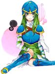  armor blue_armor elbow_gloves fire_emblem fire_emblem:_akatsuki_no_megami fire_emblem:_souen_no_kiseki gloves green_eyes green_hair helmet long_hair nephenee solo thighhighs 