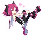  1girl bad_id bad_pixiv_id disgaea horns makai_senki_disgaea_3 pantyhose pink_eyes pink_hair pointy_ears raspberyl sailor_collar slit_pupils solo star tail white_sailor_collar 