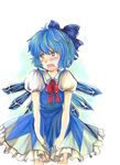 bad_id bad_pixiv_id blush cirno crying crying_with_eyes_open dress embarrassed highres solo tears touhou yamazaki_ogin 