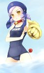  dlanor_a_knox eiserne_jungfrau eyes meimone one-piece_swimsuit purple_hair school_swimsuit swimsuit umineko_no_naku_koro_ni yellow_eyes 