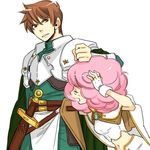  1girl brown_hair earrings hitting hoshino_lily jewelry midriff pink_hair rance rance_(series) rance_vi sill_plain sword tears weapon 