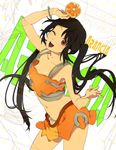  arancia bad_id bad_pixiv_id black_hair brown_eyes food fruit midriff orange orange_skirt original panties side-tie_panties skirt solo twintails umishima_senbon underwear 