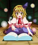  akagi_yuuto alice_margatroid alice_margatroid_(pc-98) blonde_hair book hairband highres library short_hair solo touhou touhou_(pc-98) yellow_eyes 