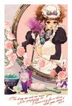  bottle brown_hair cosmetics dress drill_hair engrish flower hair_brush hands hat maid matsuo_hiromi mirror original perfume_(cosmetics) perfume_bottle ranguage rose solo victorian 