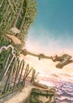  bad_pixiv_id bird cloud garden leaf no_humans original overgrown pillar r.s.r. ruins scenery sky sun tree 