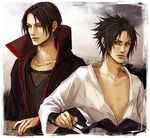  black_hair lily_(artist) lowres male_focus multiple_boys naruto naruto_(series) uchiha_itachi uchiha_sasuke 