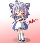  ahoge animal_ears bad_id bad_pixiv_id braid castanets dog_ears instrument izayoi_sakuya k-on! kemonomimi_mode parody shinjitsu short_hair silver_hair solo touhou twin_braids un_tan 