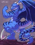 2011 anus backsack balls blue_skin dragon horn muscular tabra wfa wings 
