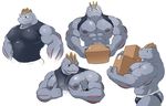  2016 abs anthro biceps big_muscles box bust_portrait carrying clothed clothing fangs front_view half-closed_eyes looking_at_viewer looking_down machoke maldu multiple_poses muscular nintendo nipples pants pec_grasp pecs pok&eacute;mon portrait pose raised_shirt red_eyes shirt side_view simple_background smile solo tank_top three-quarter_portrait underwear video_games white_background 