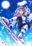  blush boots breasts cat_tail cosplay ganari_ryuu gloves goggles goggles_on_head hat hatsune_miku headset highres jacket large_breasts long_hair looking_at_viewer open_mouth pantyhose pink_hair smile snow snowboard snowboarding solo super_tama_musume tail tamatoys v vocaloid white_footwear yuki_ga_tokeru_mae_ni_(vocaloid) yuki_miku yuki_miku_(cosplay) 