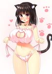  :o animal_ears asa_no_ha bell bell_choker black_hair blush bra breasts cat_cutout cat_ear_panties cat_ears cat_lingerie cat_tail choker cleavage cleavage_cutout fang highres jingle_bell large_breasts long_hair looking_at_viewer meme_attire navel open_mouth original panties paw_print pink_bra pink_panties red_eyes side-tie_panties solo tail underwear underwear_only untied untied_panties 