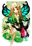  blonde_hair blue_wings bow_(weapon) braid butterfly_wings crossbow cyenmi3 fairy flower frog hair_flower hair_ornament ingway_(odin_sphere) long_hair mercedes odin_sphere pointy_ears puffy_sleeves red_eyes twin_braids weapon wings 