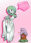  2014 ambiguous_gender anthro blue_eyes blush breasts butt clothing diglett ditto dotted_background dress english_text female gardevoir group halftone_background humanoid looking_back multicolored_eyes nintendo obakawaii open_mouth panties pattern_background pok&eacute;mon purple_eyes simple_background skirt skirt_lift striped_panties text underwear video_games 