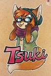  2013 anthro canine con_badge eyewear female fox glasses kittsuki mammal onnanoko tongue 