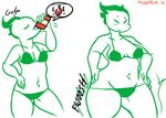  ! 2016 angstrom bikini blush breasts cleavage clothed clothing drinking elemental eyes_closed female fire fire_elemental fuku_fire hands_on_hips smile solo sound_effects swimsuit undertale video_games wide_hips 
