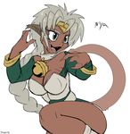  2016 aisha_clanclan animal_humanoid bell bracelet braided_hair breasts cat_humanoid cleavage clothed clothing collar ctarl-ctarl fangs feline female hair humanoid jewelry mammal pose skoon solo 