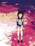  abstract_background bangs black_hair blunt_bangs glasses grey_legwear lavender_eyes mary_janes original red-framed_eyewear sasasasa shoes sitting socks solo twintails 