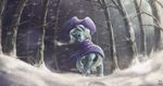  2014 absurd_res clothing equine female forest friendship_is_magic hair hat hi_res horn mammal mrs1989 multicolored_hair my_little_pony outside purple_eyes snow solo tree trixie_(mlp) two_tone_hair unicorn winter wizard_hat 