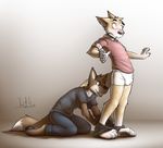  anthro canine clothed clothing dingo duo embarrassed iztli male mammal pants_down pantsing partially_clothed underwear 