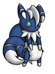  blue_eyes blue_fur blush cat diaper feline fur ire-k looking_at_viewer male mammal meowstic multiple_tails nintendo pok&eacute;mon simple_background solo video_games 