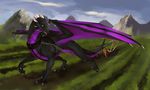 adelaherz chain dragon feral looking_back male outside sharp_teeth solo teeth tongue tongue_out wings 