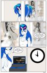 anthro anthrofied big_breasts blue_hair breasts cleavage clothed clothing comic dekomaru dialogue duo earth_pony english_text equine eyewear female friendship_is_magic fur glasses grey_fur grey_hair hair horse mammal my_little_pony navel nude octavia_(mlp) pony pussy shirt showering tank_top text thehotroom vinyl_scratch_(mlp) wet white_fur 