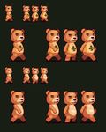  2016 animal_crossing animated bear clothed clothing digital_media_(artwork) fur mabit male mammal nintendo orange_fur pixel_(artwork) simple_background sprite teddy_(animal_crossing) video_games walk_cycle 