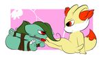  1-upclock ambiguous_gender ball_gag bdsm bondage bound bulbasaur duo female fennekin foot_fetish foot_worship gag nintendo pok&eacute;mon rope simple_background video_games 