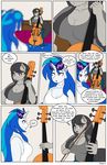  anthro anthrofied bed big_breasts blue_hair breasts cleavage clothed clothing comic dekomaru dialogue duo earth_pony english_text equine eyewear female friendship_is_magic fur glasses grey_fur grey_hair hair headphones horn horse mammal my_little_pony octavia_(mlp) pony text thehotroom unicorn vinyl_scratch_(mlp) white_fur 