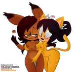  anthro archie_comics blush breast_squish breasts cat cummysonic duo feline female female/female fingering half-closed_eyes hearlesssoul hi_res honey_the_cat horny lynx mammal nervous nicole_the_lynx nipples open_mouth pussy_juice smile sonic_(series) vaginal vaginal_fingering 
