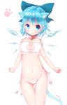  :t akisha alternate_costume animal_ears artist_name ass_visible_through_thighs bad_id bad_pixiv_id bell bell_choker blue_bow blue_eyes blue_hair blush bow cat_cutout cat_ear_panties cat_ears cat_lingerie cat_tail choker cirno cleavage_cutout cowboy_shot eyebrows eyebrows_visible_through_hair frills groin highres ice ice_wings jingle_bell looking_at_viewer meme_attire micro_panties navel panties paw_print pout short_hair side-tie_panties solo standing stomach string_panties tail thigh_gap touhou underwear underwear_only white_background white_panties wings 