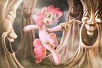  2014 absurd_res blue_eyes equine female feral forest friendship_is_magic fur grass group hair hi_res horse mammal monster mrs1989 my_little_pony open_mouth outside pink_fur pink_hair pinkie_pie_(mlp) pony smile tree 