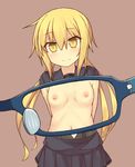  arms_behind_back bad_id bad_pixiv_id black_serafuku blonde_hair blue-framed_eyewear blush breasts cowboy_shot eyewear_view glasses hair_between_eyes kantai_collection long_hair looking_at_viewer nipples satsuki_(kantai_collection) school_uniform serafuku shinopoko skirt small_breasts smile solo twintails twintails_day x-ray x-ray_glasses x-ray_vision yellow_eyes 