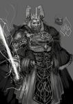  amazing asgore_dreemurr crown detailed horn kyoulang male monochrome solo undertale video_games 