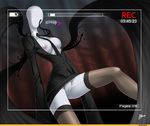  breasts camera clothing creepypasta darthsparklez female first_person_veiw legwear looking_at_viewer nipples pussy slenderman solo stockings text 