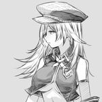  alisa_ilinichina_amiella black_gloves boots breasts cabbie_hat elbow_gloves fingerless_gloves gloves god_eater god_eater_burst greyscale hankuri hat large_breasts long_hair looking_at_viewer monochrome simple_background sketch skirt solo suspender_skirt suspenders thigh_boots thighhighs 